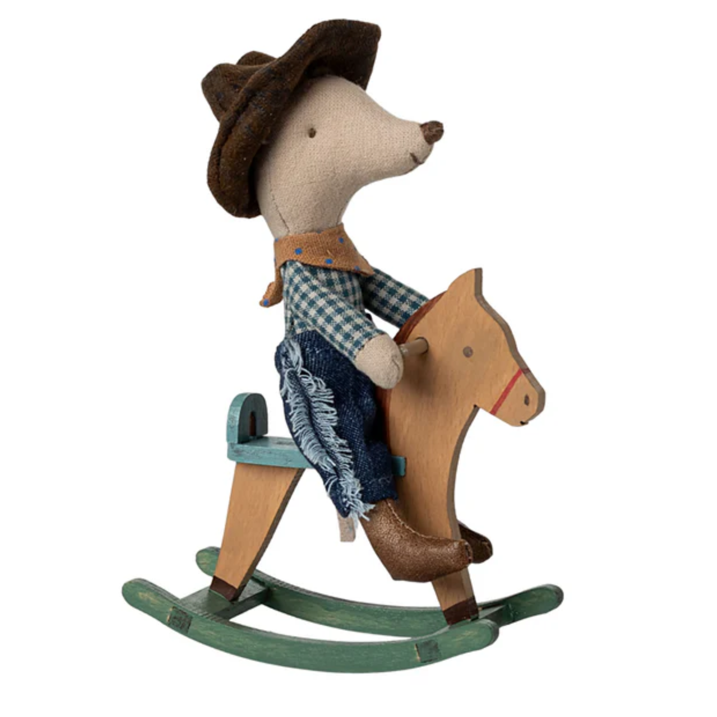 Maileg - Souris Cow-boy sur son cheval à bascule