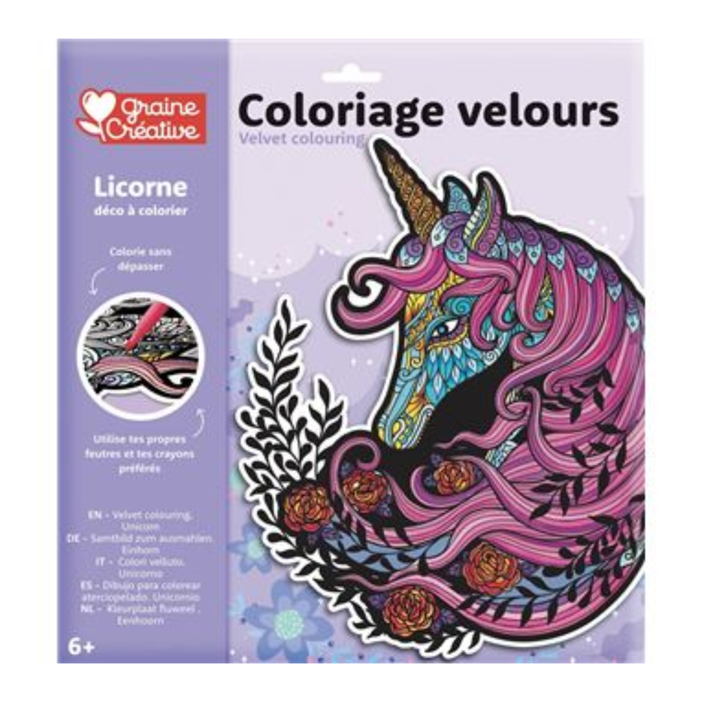 Coloriage velours licorne