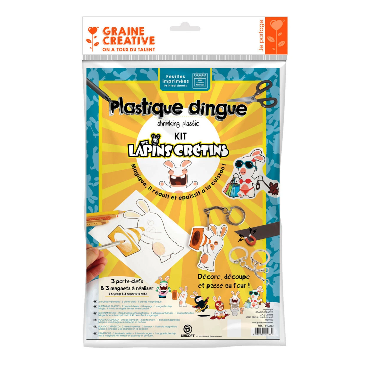 Kit plastique dingue porte-clés et magnets - Les lapins crétins