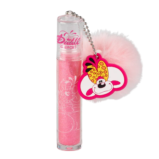 Diddl - Lip gloss glitter pompon - Rose saumon