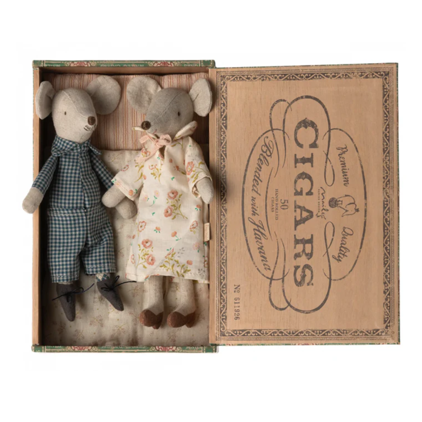 Maileg - Souris Grand-mère et Grand-père et leur boîte à cigares