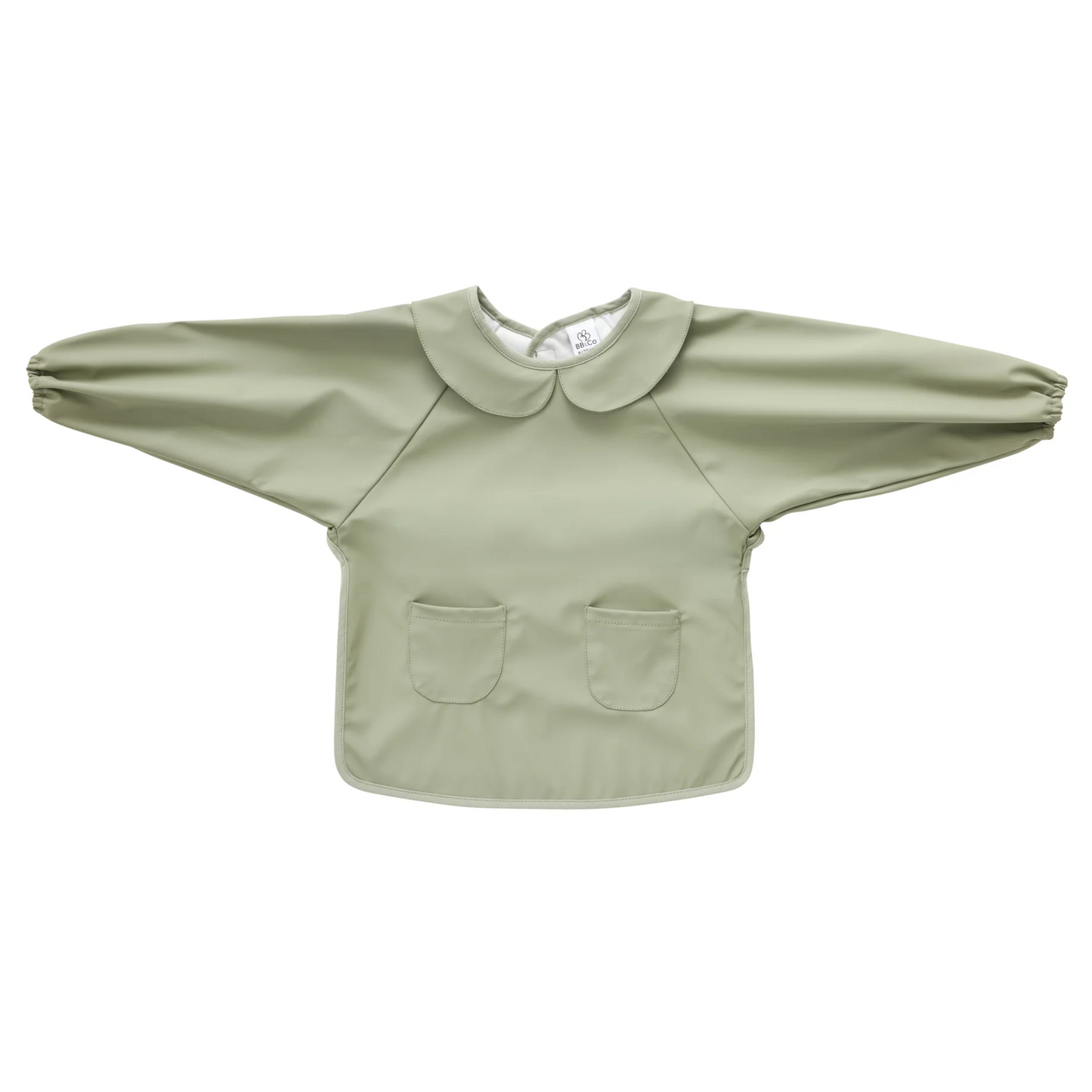 Bavoir-tablier col claudine tissu imperméable - Vert sauge - 6/24 mois - BB&Co
