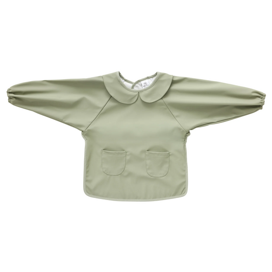 Bavoir-tablier col claudine tissu imperméable - Vert sauge - 6/24 mois - BB&Co
