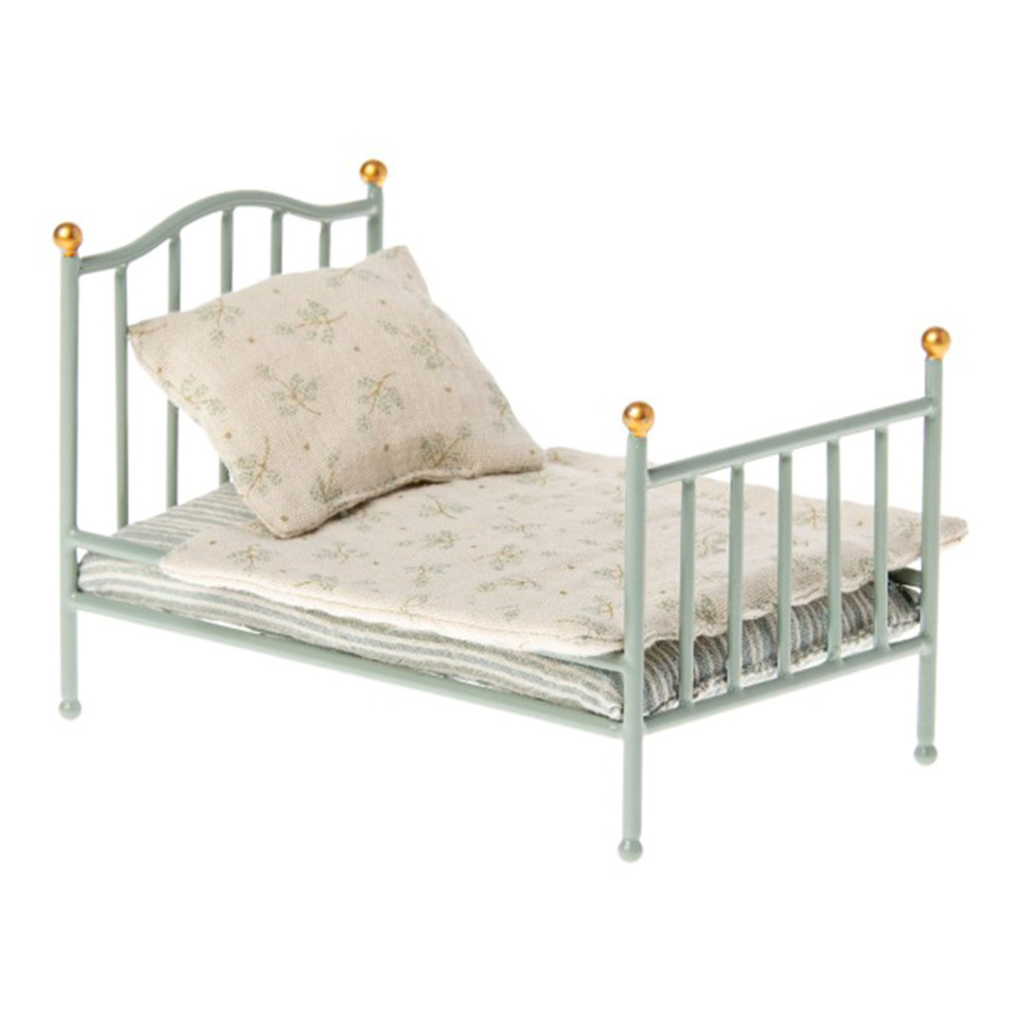 Maileg - Petit lit vintage en métal - Menthe - Elément miniature