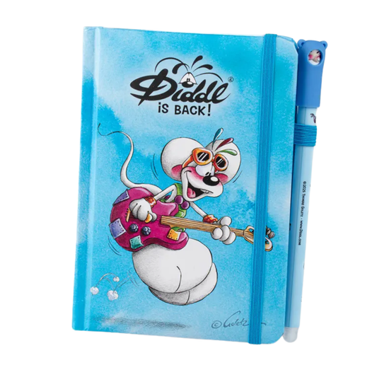 Diddl - Carnet A6 bleu avec stylo twist