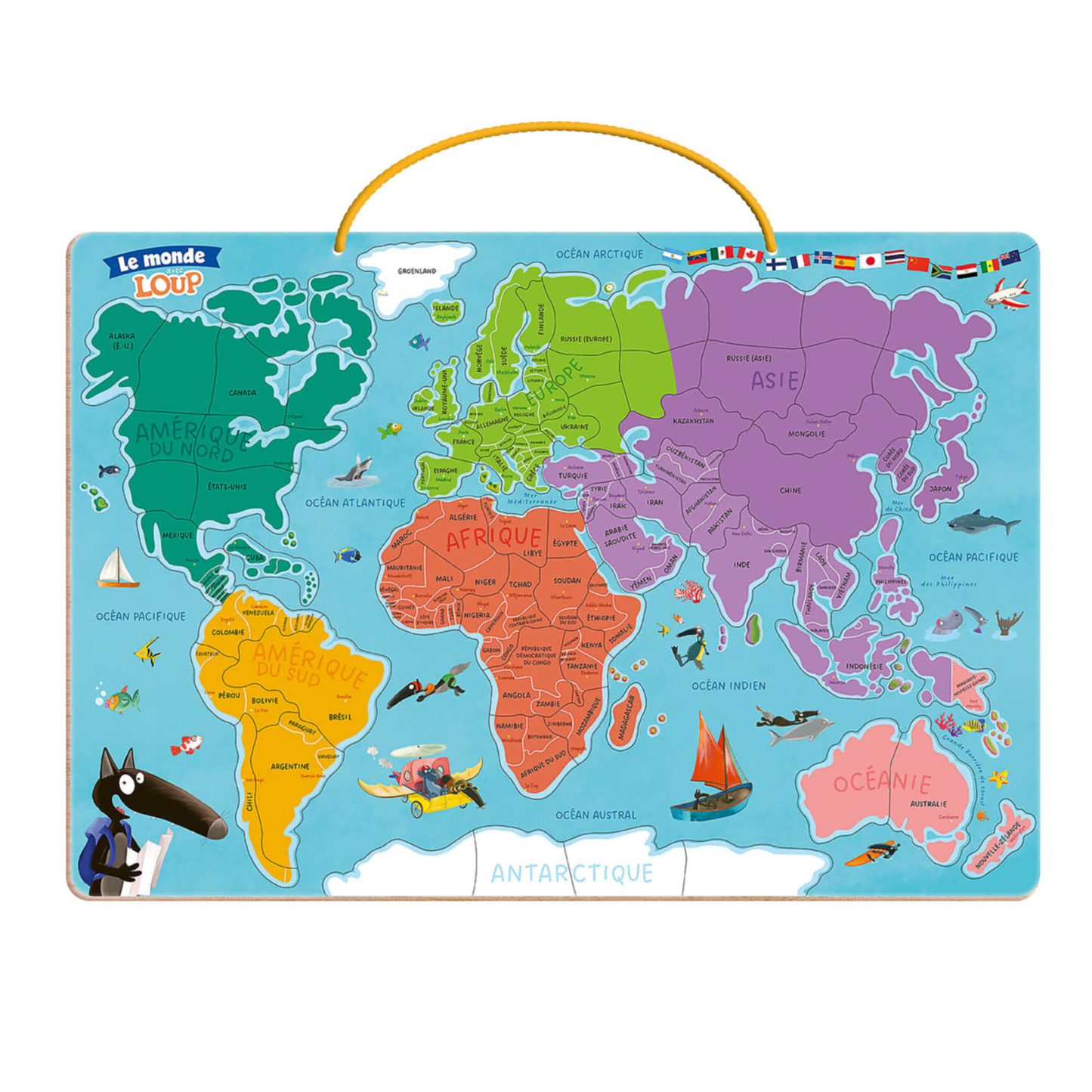 Ma carte du monde magnétique en puzzle : je découvre le monde avec Loup - Auzou
