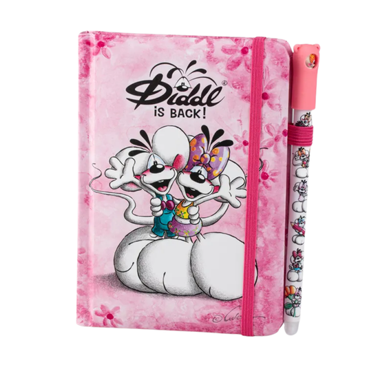 Diddl - Carnet A6 rose avec stylo twist