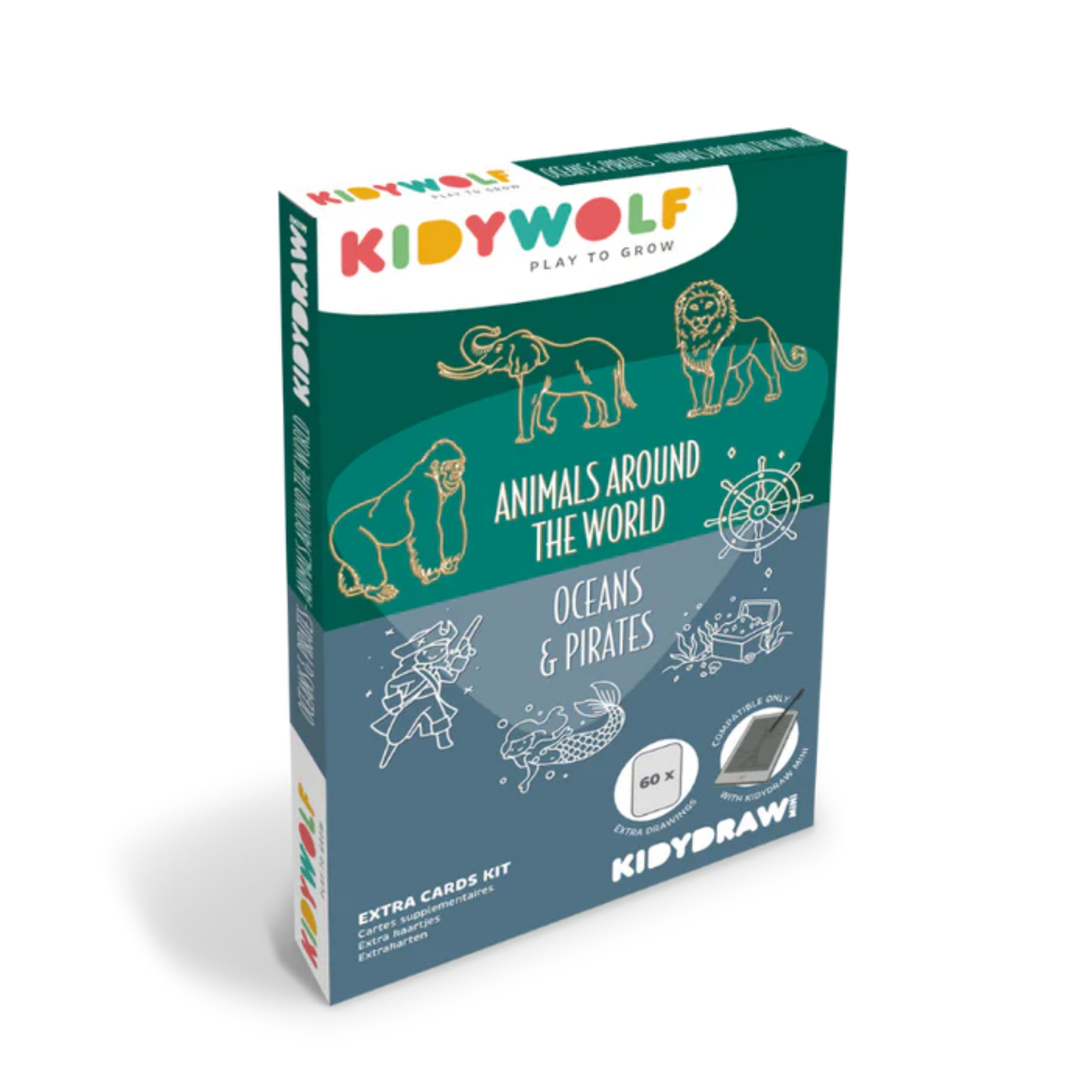 Kidywolf - Recharge de feuilles pour mini tablette - Animaux autour du monde et Océans & Pirates