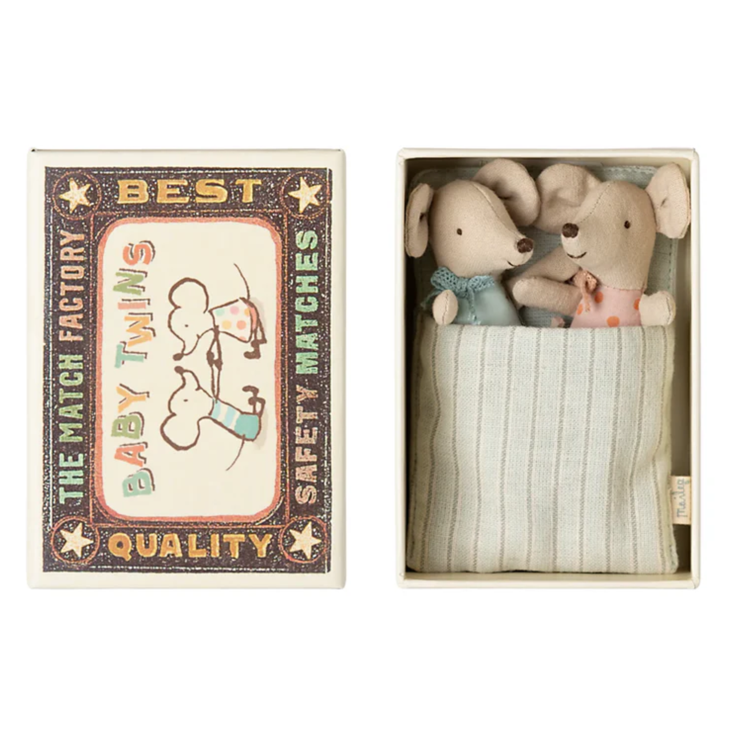 Maileg - Souris bébés jumeaux dans leur boîte d'allumettes