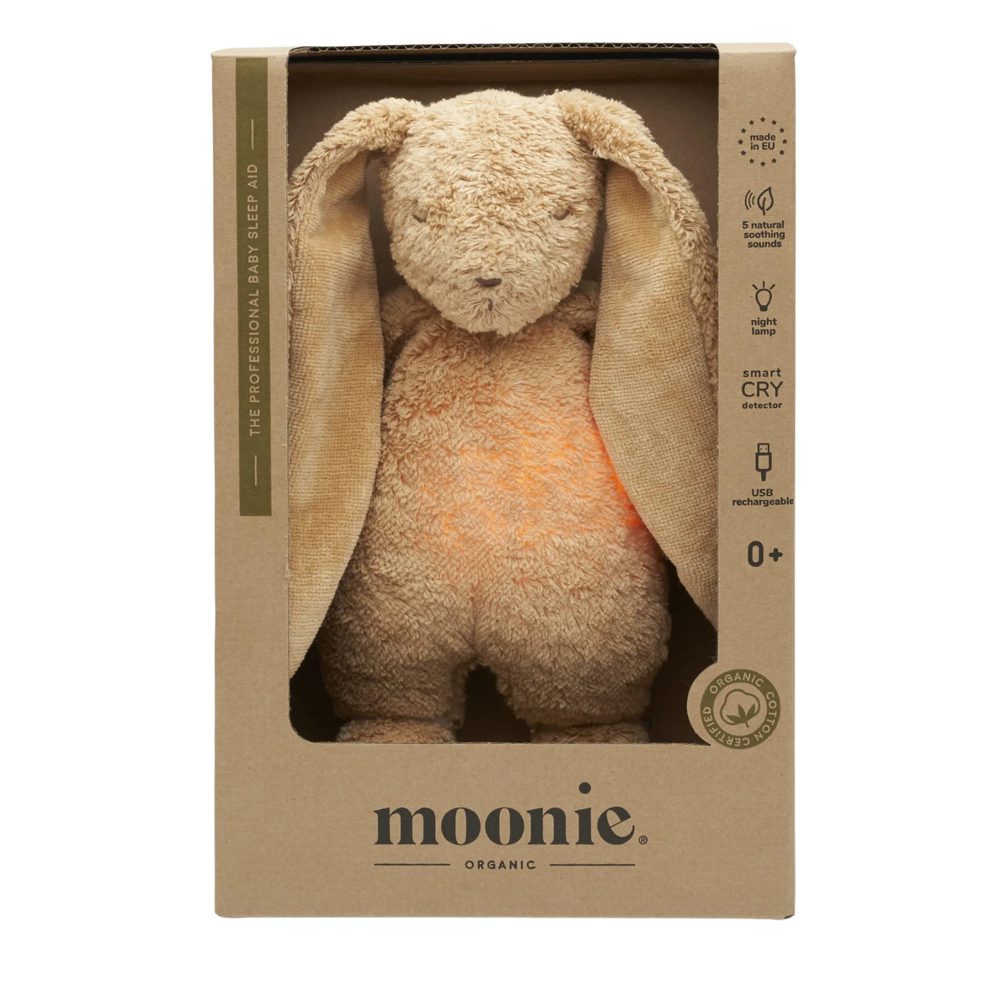 Moonie – Peluche lapin avec sons & lumières - Cappucino - BB&Co