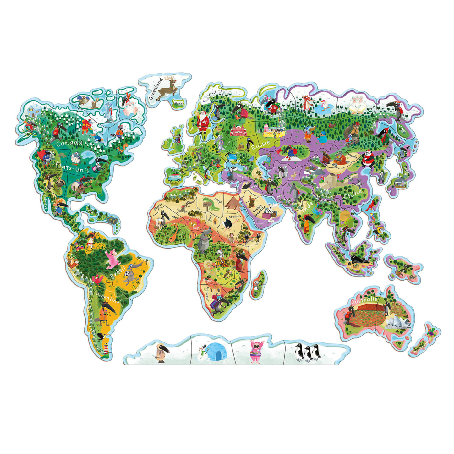 Ma carte du monde magnétique en puzzle : je découvre le monde avec Loup - Auzou