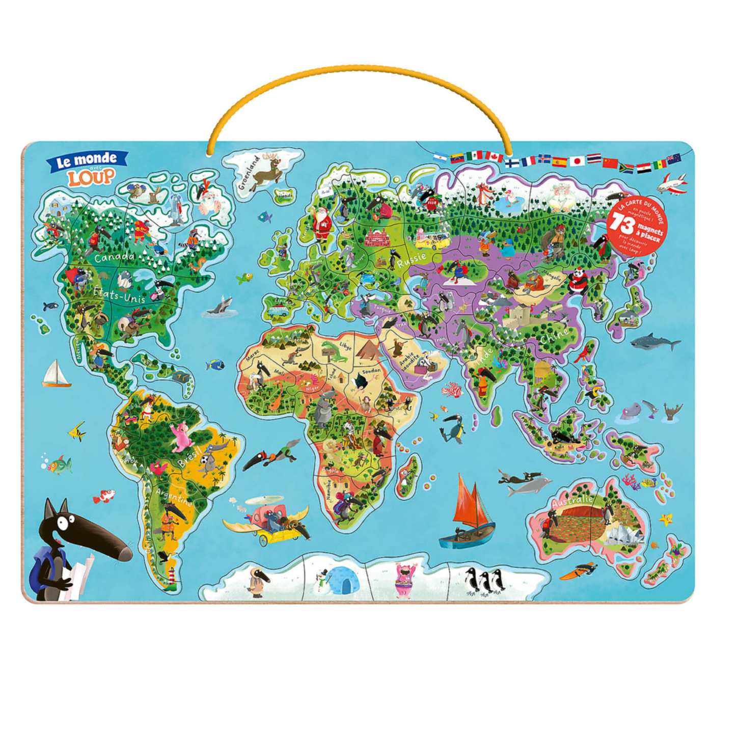 Ma carte du monde magnétique en puzzle : je découvre le monde avec Loup - Auzou