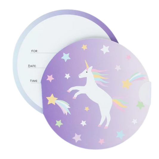 Lot de 8 invitations d'anniversaire - Licorne