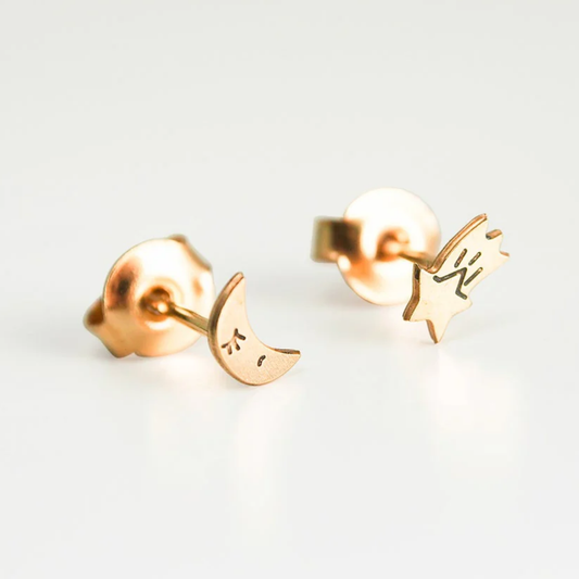 Paire de boucles d'oreilles - Lune et étoile filante - Adorabili Paris