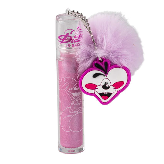 Diddl - Lip gloss glitter pompon - Rose