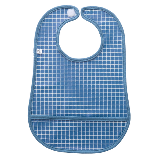 Bavoir en tissu imperméable souple - Carreaux bleu - BB&Co