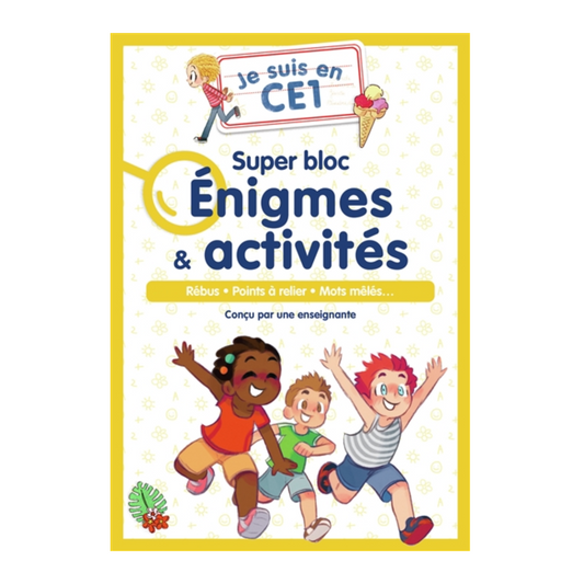 Je suis en CE1 : super bloc énigmes & activités : rébus, points à relier, mots mêlés...