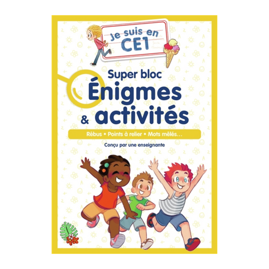 Je suis en CE1 : super bloc énigmes & activités : rébus, points à relier, mots mêlés...