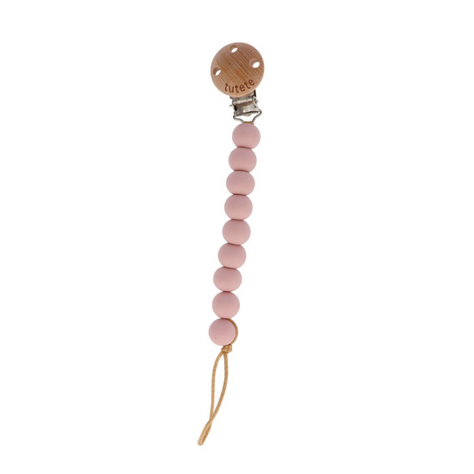 Attache-tétine en silicone rose pur