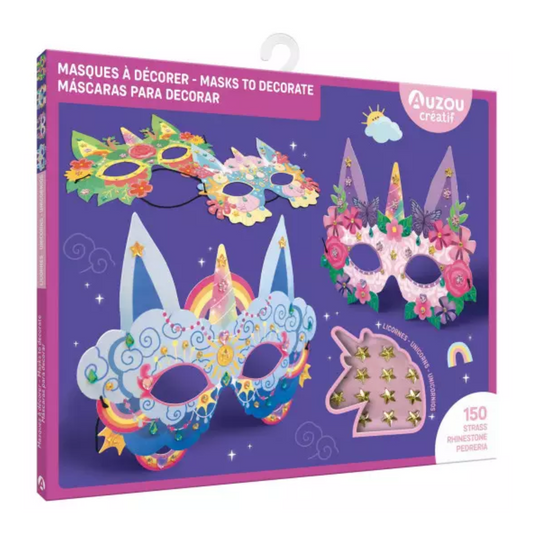 Ma pochette d'artiste - Masques à décorer - Licornes - Coffret DIY -Auzou