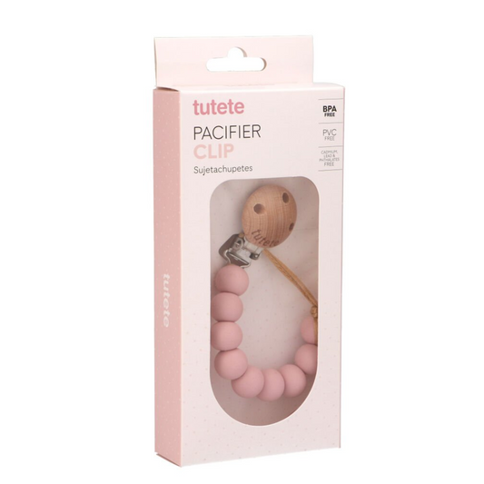 Attache-tétine en silicone rose pur