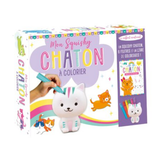 Chaton : mon squishy à colorier - Coffret DIY