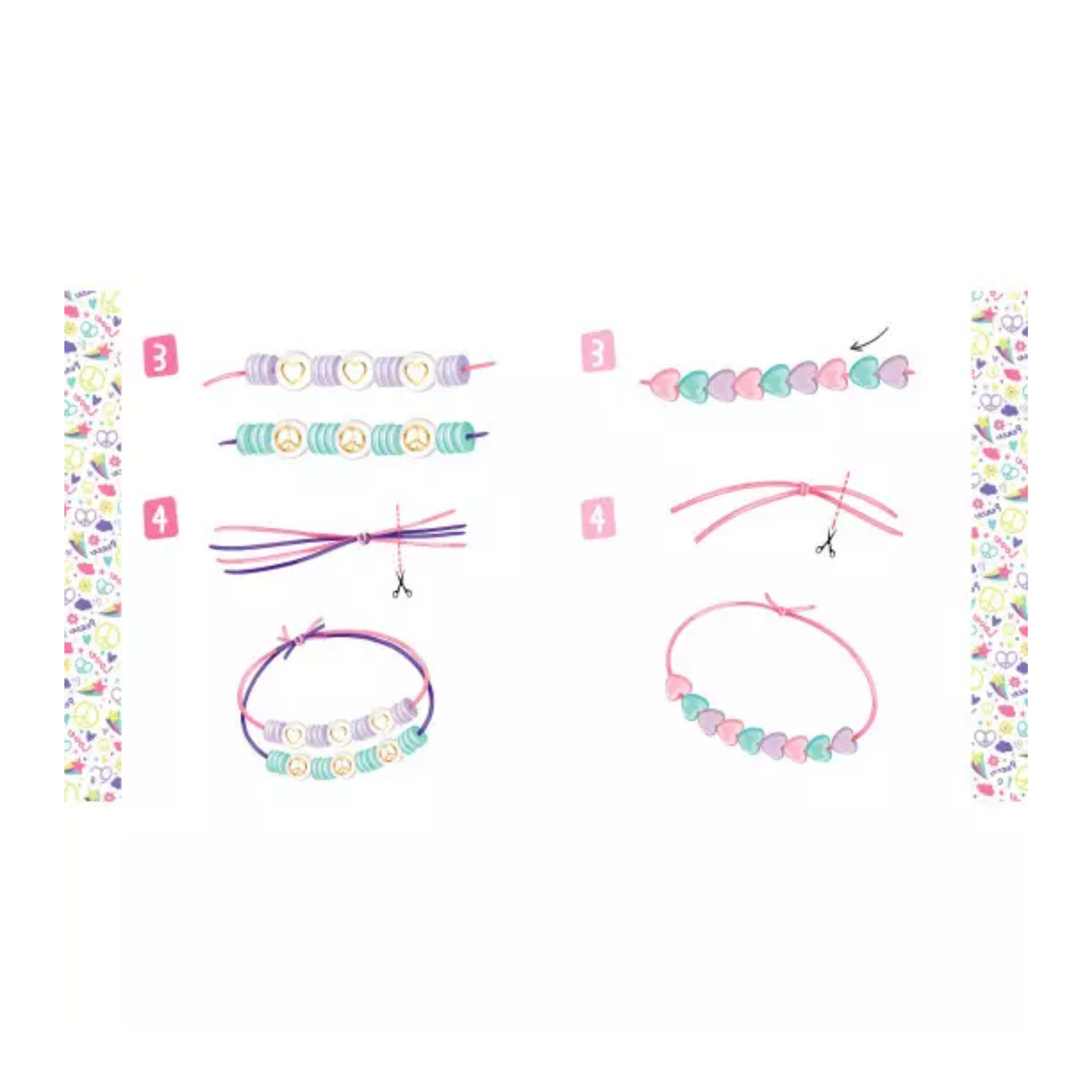 Mes bracelets peace & love : 10 bracelets colorés - Coffret DIY - Auzou