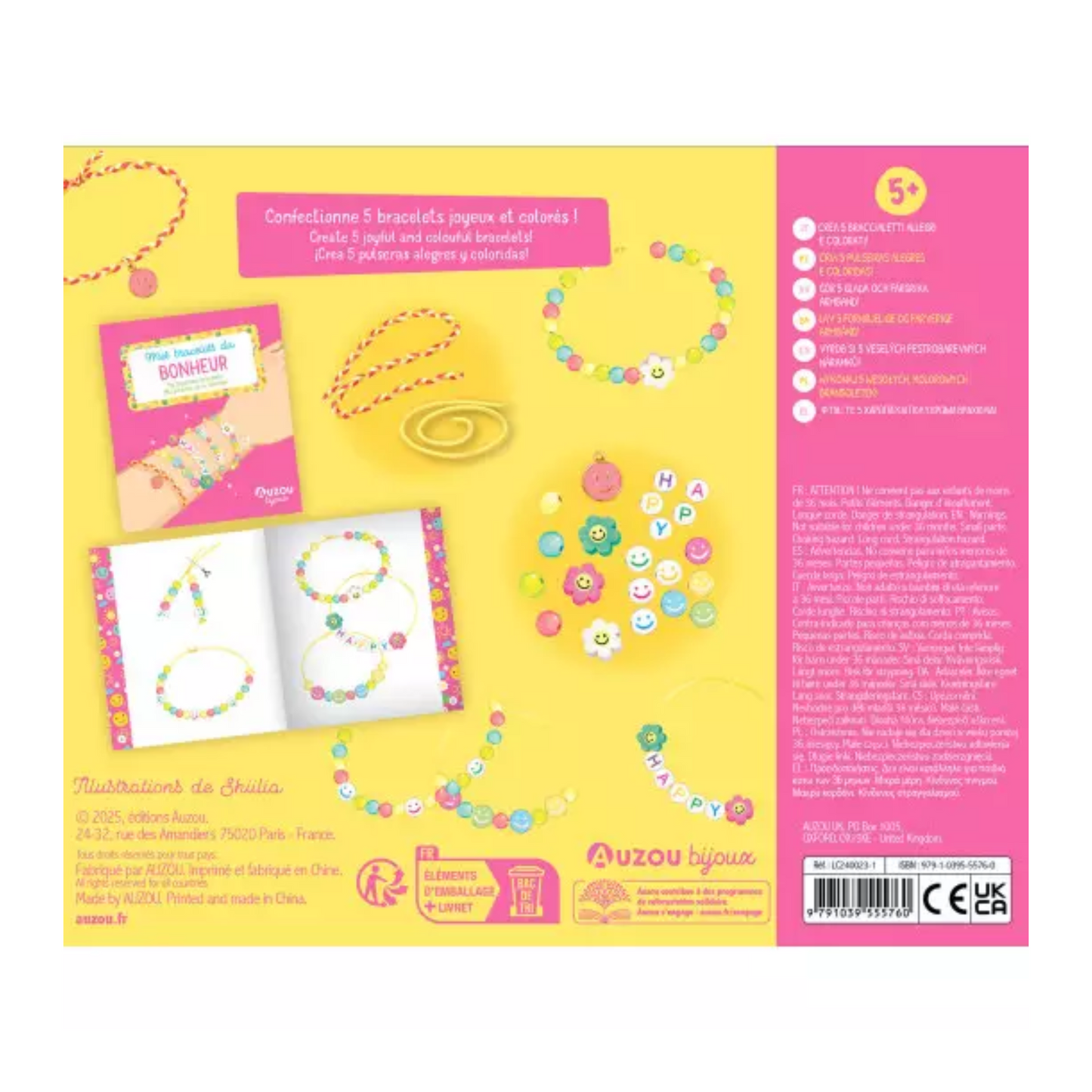 Mes bracelets du bonheur : 5 bracelets colorés - Coffret DIY - Auzou