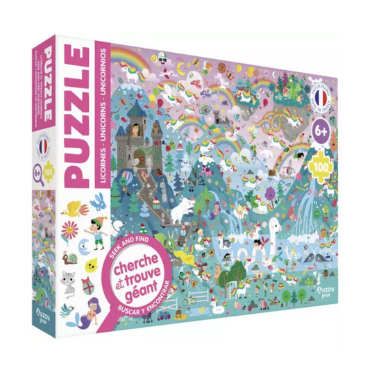 Puzzle cherche et trouve : licornes - 100 pièces