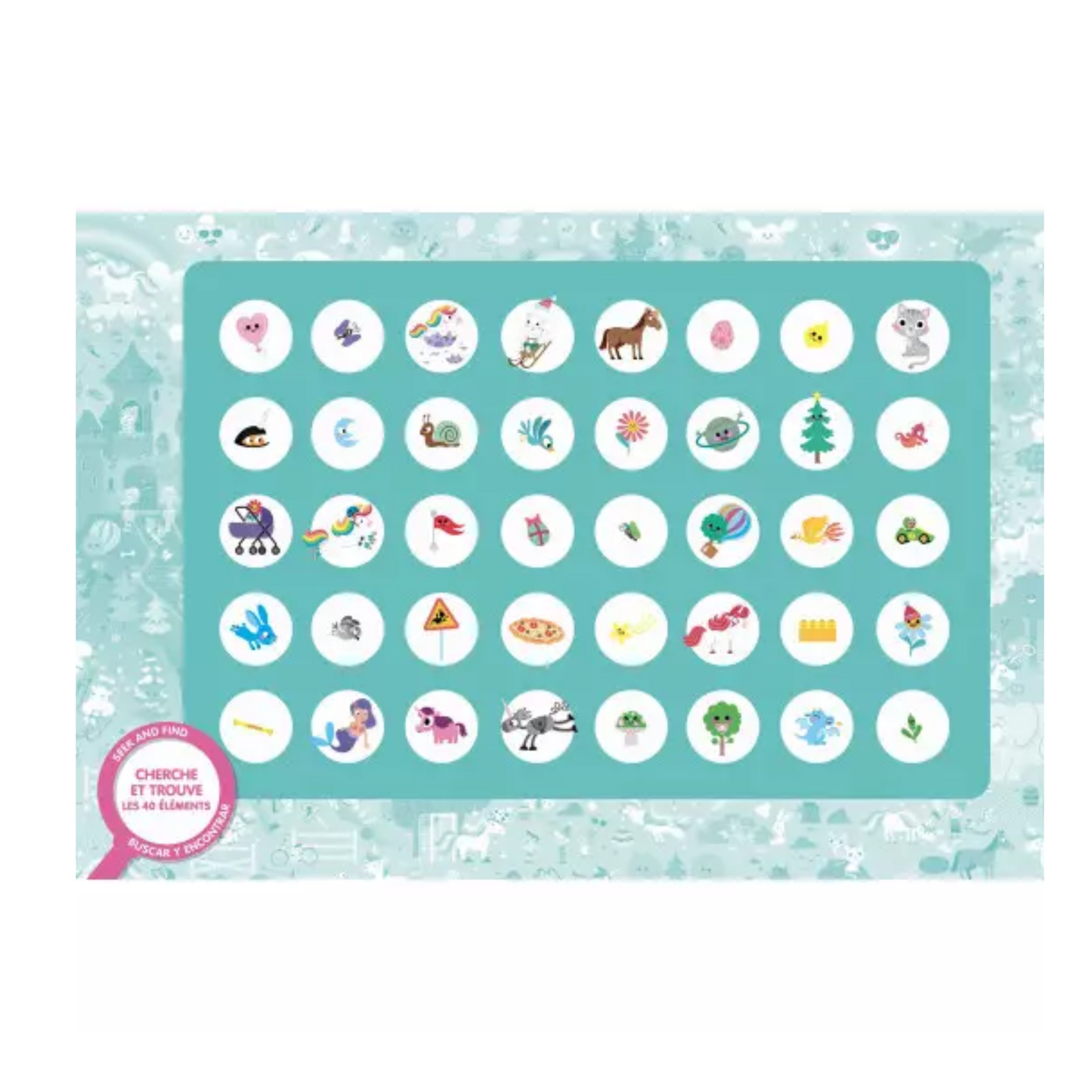 Puzzle cherche et trouve : licornes - 100 pièces