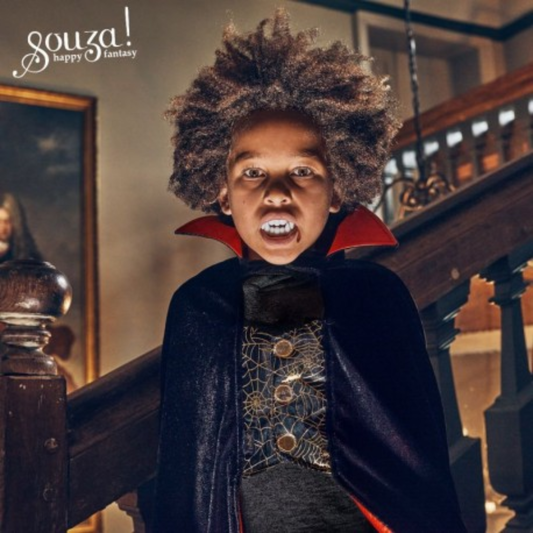 Déguisement ensemble cape et dents de Dracula - 4-8 ans - Souza