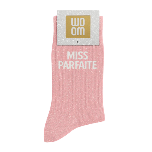 Chaussettes à paillettes "Miss Parfaite" Rose Babydoll - Woom