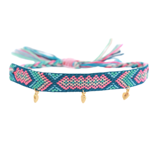 Bracelet de cheville - Coton aztec néon - Love ibiza