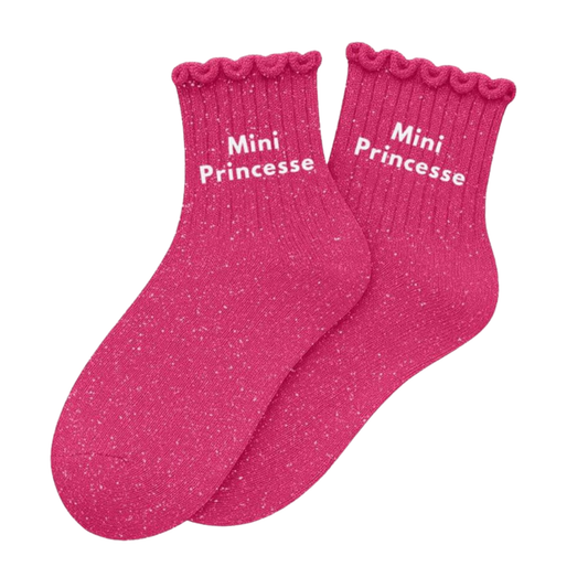 Chaussettes à paillettes "Mini Princesse" Rose Fuschia - Woom