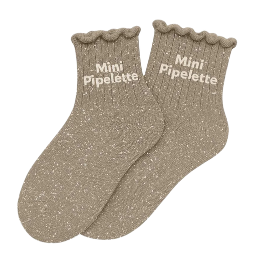 Chaussettes à paillettes "Mini Pipelette" Beige - Woom