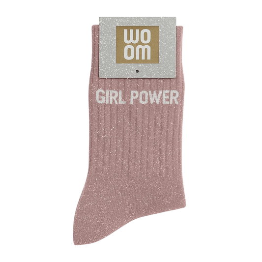 Chaussettes à paillettes "Girl Power" Rose Gold - Woom