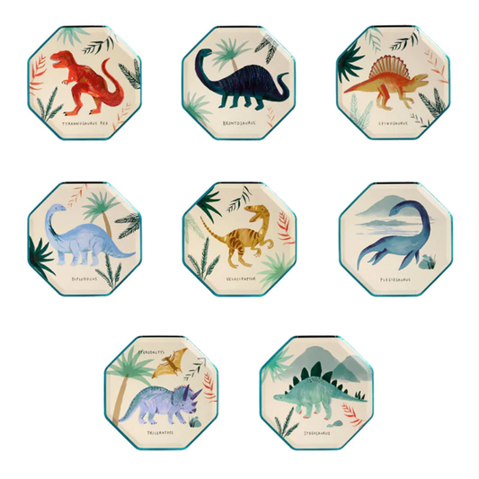 Lot de 8 assiettes du Royaume des Dinosaures - Meri Meri