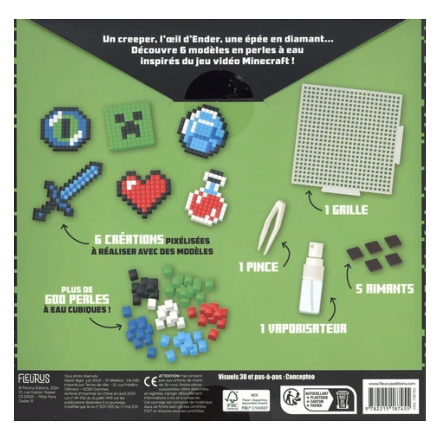 Minecraft en perles à eau - Coffret DIY - Fleurus
