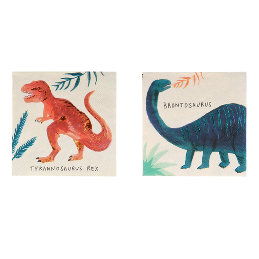 Lot de 16 serviettes de table Royaume des Dinosaures - Meri Meri