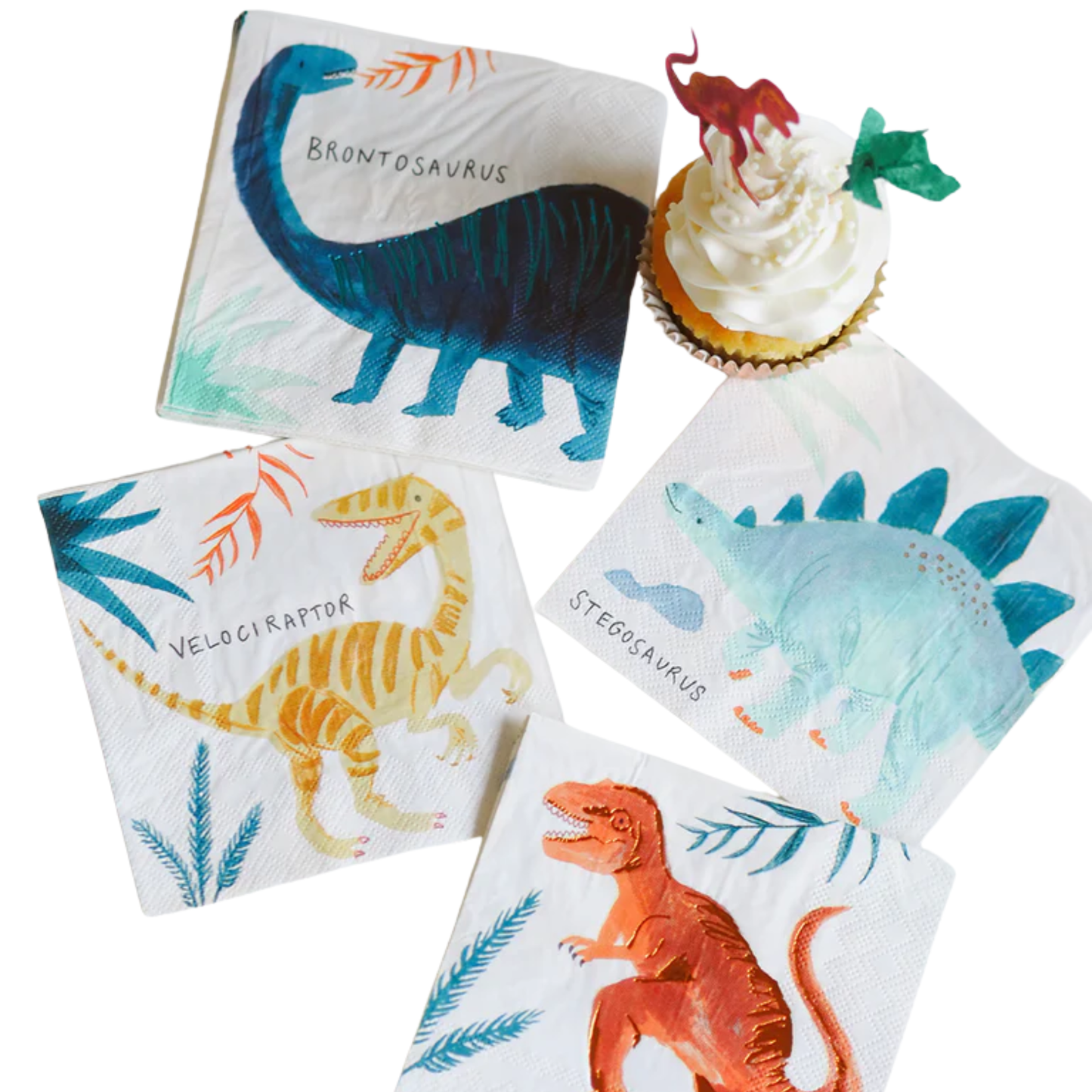 Lot de 16 serviettes de table Royaume des Dinosaures - Meri Meri