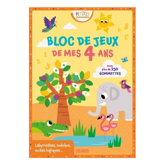 Bloc de jeux de mes 4 ans : avec plus de 250 gommettes - Fleurus