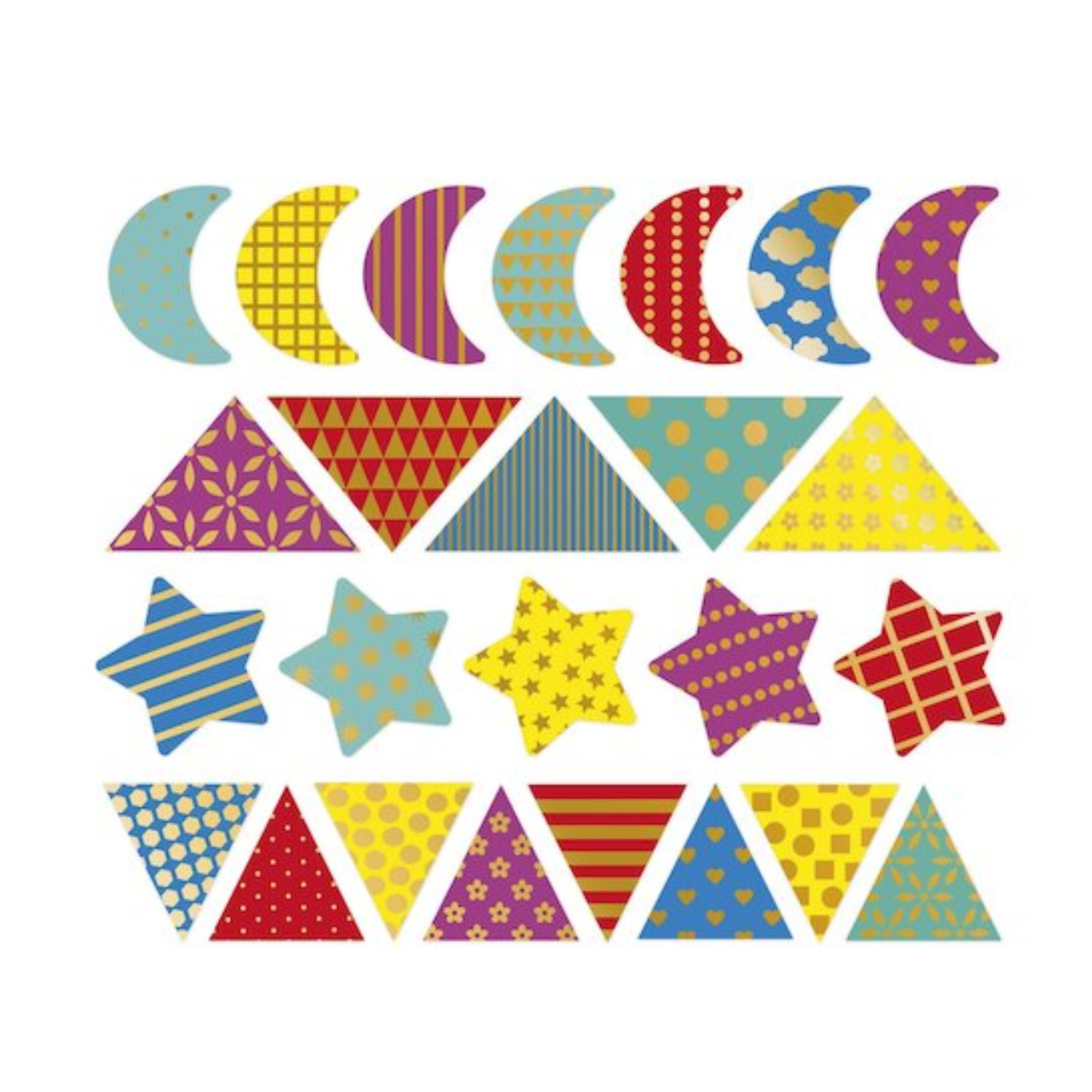 Lot de 150 Stickers en planches - Formes Géométriques Multicolores - Janod