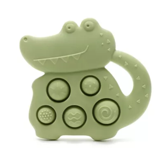 Anneau de dentition silicone crocodile Pop-it - Vert - Rammelaartje