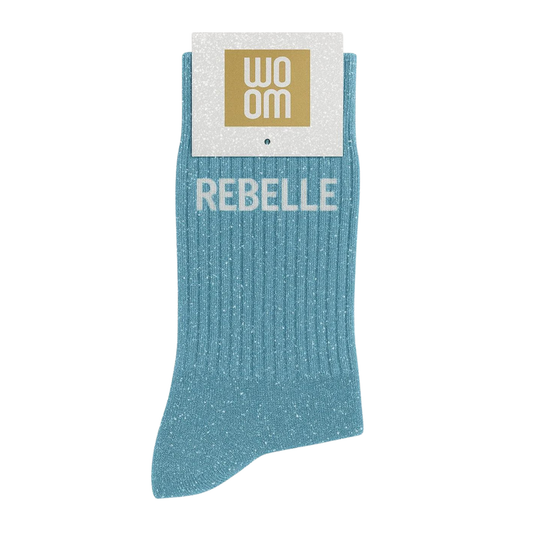 Chaussettes à paillettes "Rebelle" Turquoise – Woom