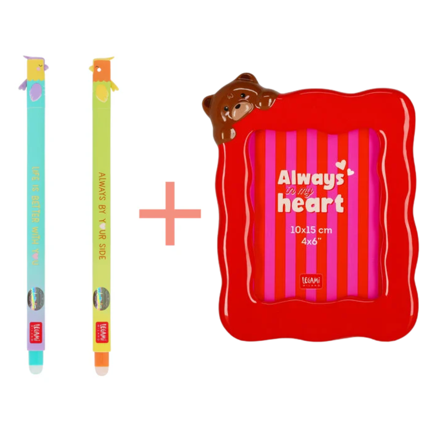 Set de 2 Stylos à Encre Gel Effaçable Saint Valentin + Cadre Porte-Photo de Table - Frame the Moment