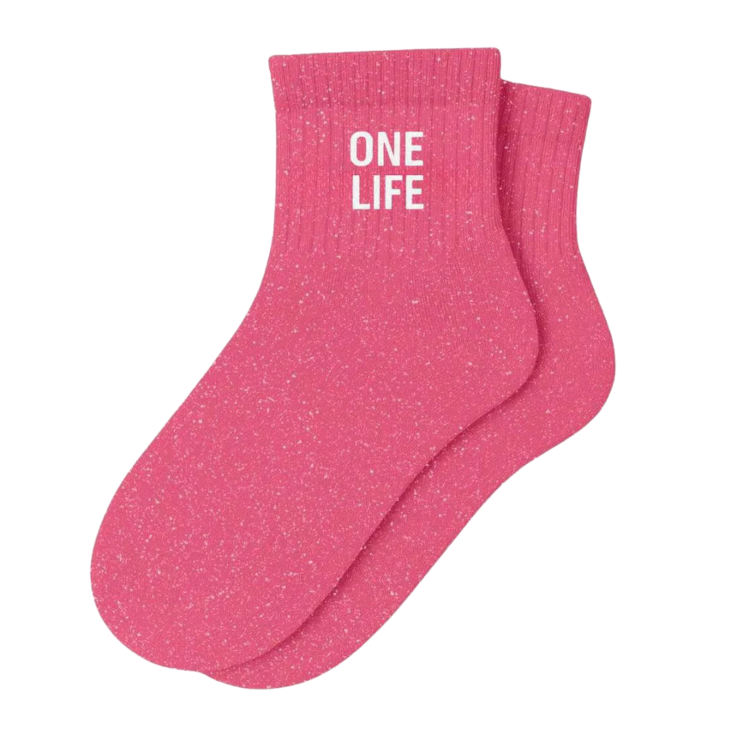 Chaussettes à paillettes "One life" Rose - Woom