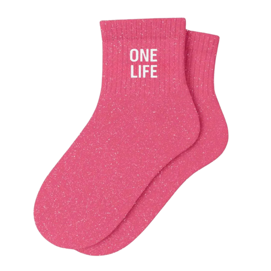 Chaussettes à paillettes "One life" Rose - Woom