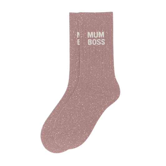 Chaussettes à paillettes "Mum Boss" Rose Gold - Woom