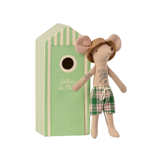 Souris Papa avec cabine de plage